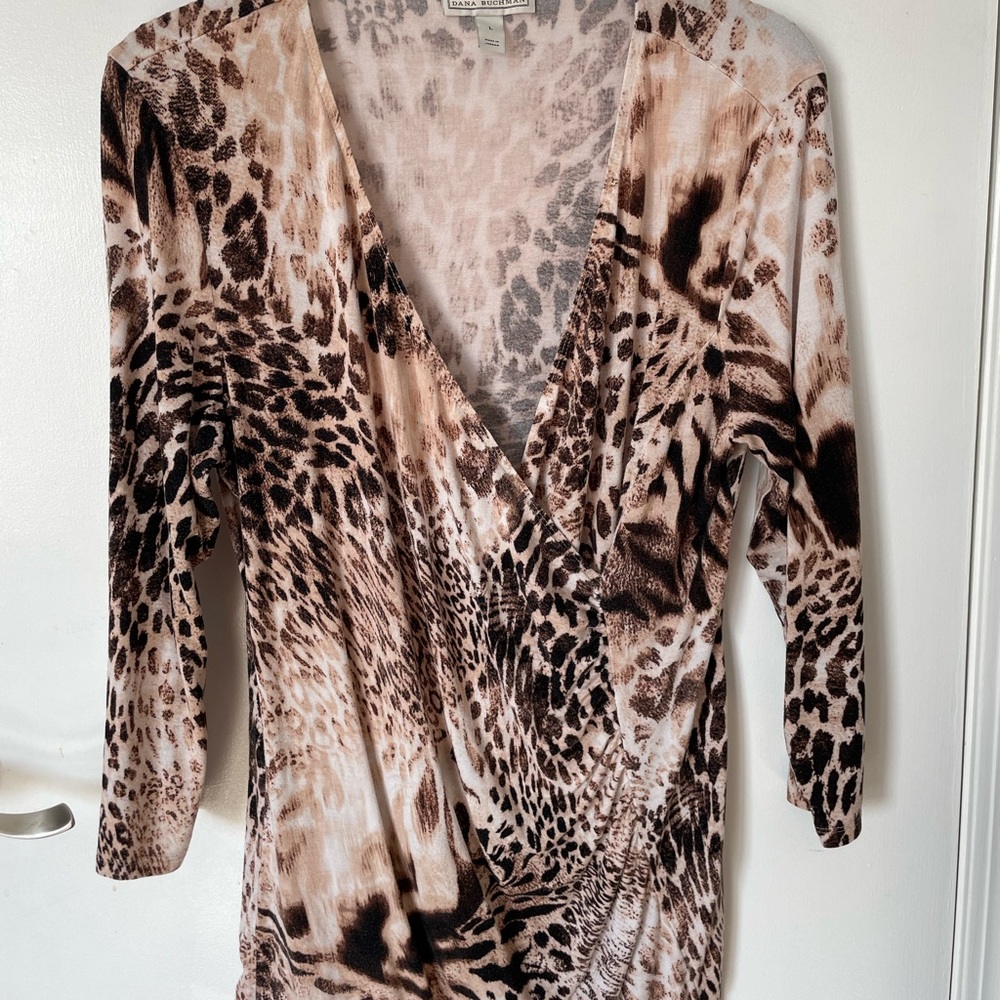 Faux wrap animal print top